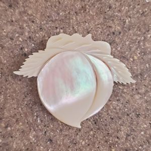 Vintage mother of pearl peach shape brooch